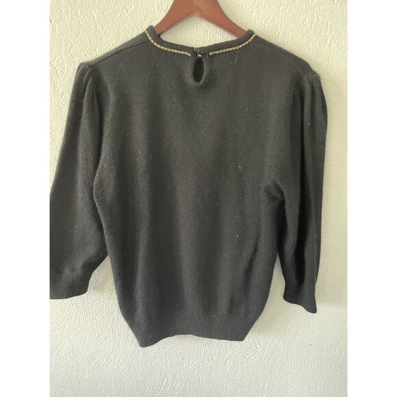 Koret Vintage Sweater Wool Blend Fruit Starsl Embroidered Beaded Black Med - Picture 7 of 10